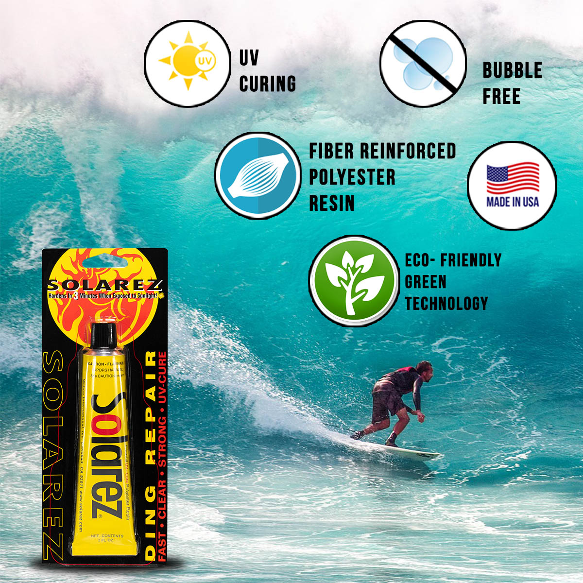 Resina UV Cura Luz Solar Kit De Reparación Para Tablas De Surf Solarez ...